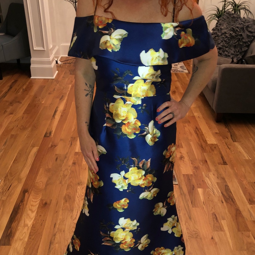 Thea Dora blur & yellow cocktail dress